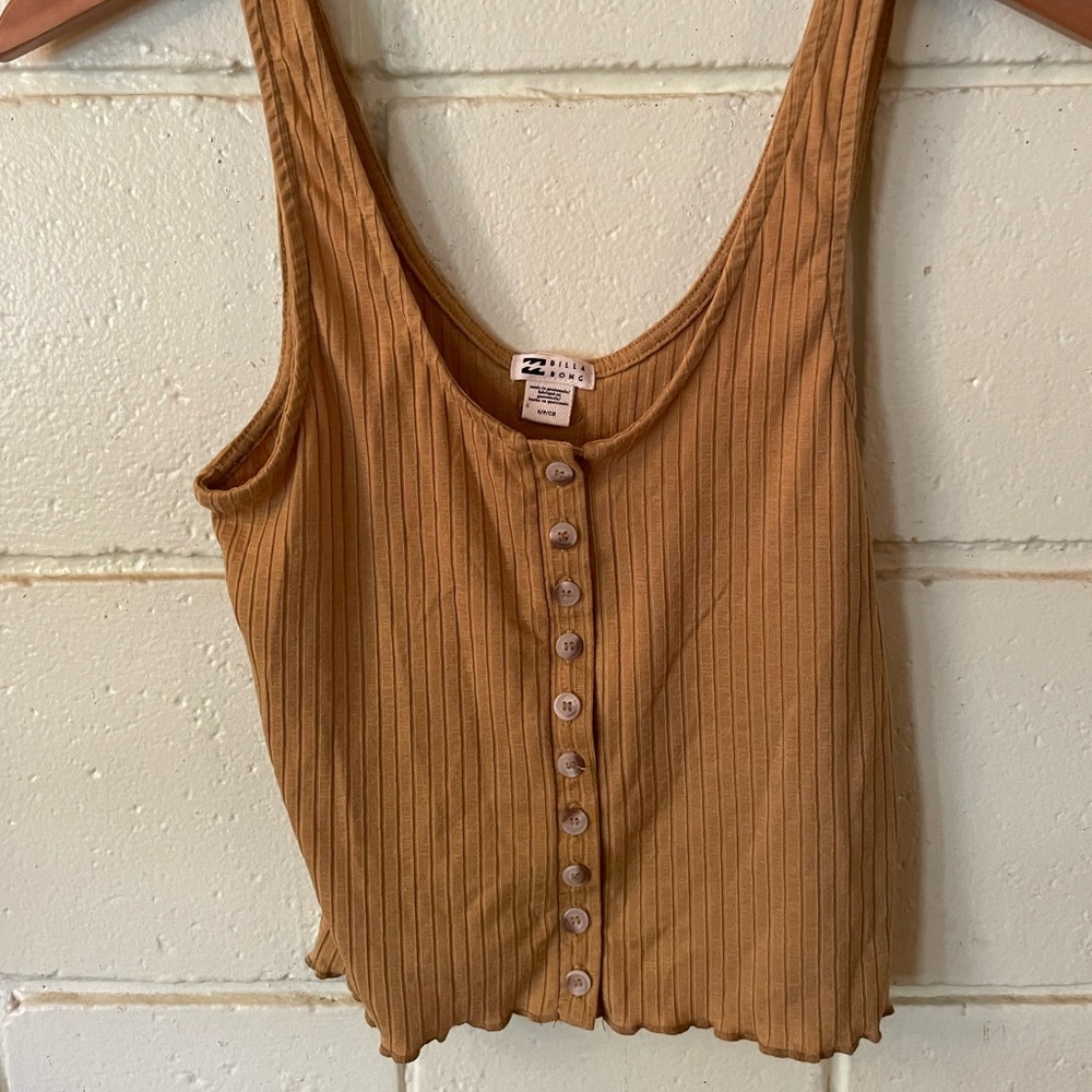 Billabong women’s ribbed crop mustard tank top S